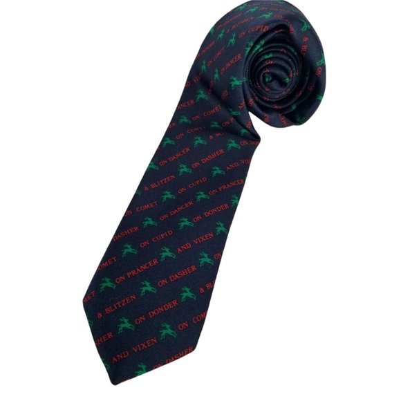 Vintage Neck tie GALLERY ORIGINALS Exclusive CHRISTMAS Reindeer Theme Holiday - Picture 6 of 9